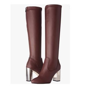 Franco Sarto Catherine Hight Shaft Faux Leather Burgundy Boots Size 9.5 M